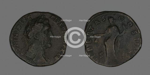 Sestertius (Coin) Portraying Emperor Antoninus Pius, 155-156. Creator: Unknown.