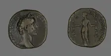 Sestertius (Coin) Portraying Emperor Antoninus Pius, 155-156. Creator: Unknown