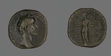 Sestertius (Coin) Portraying Emperor Antoninus Pius, 155-156. Creator: Unknown