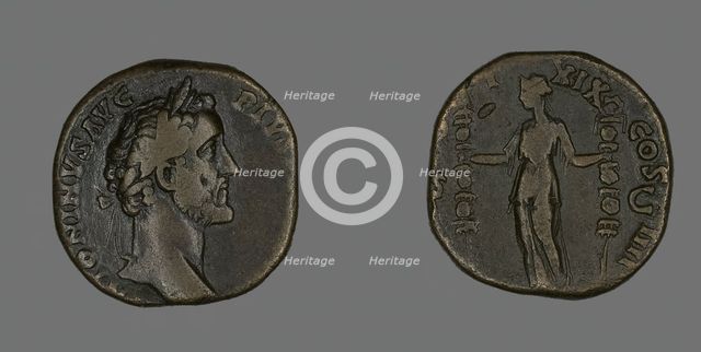 Sestertius (Coin) Portraying Emperor Antoninus Pius, 155-156. Creator: Unknown.