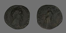 Sestertius (Coin) Portraying Emperor Antoninus Pius, 155-156. Creator: Unknown