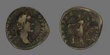 Sestertius (Coin) Portraying Emperor Antoninus Pius, 157-158. Creator: Unknown