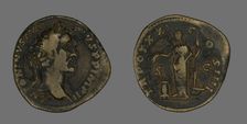 Sestertius (Coin) Portraying Emperor Antoninus Pius, 157-158. Creator: Unknown