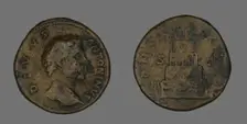 Sestertius (Coin) Portraying Emperor Antoninus Pius, 161 or later. Creator: Unknown