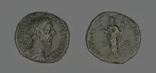 Sestertius (Coin) Portraying Emperor Antoninus Pius, December 177-December 178. Creator: Unknown