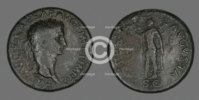 Sestertius (Coin) Portraying Emperor Claudius, 50-54. Creator: Unknown.