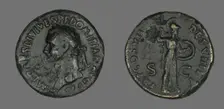 Sestertius (Coin) Portraying Emperor Domitian, 81. Creator: Unknown