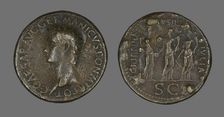 Sestertius (Coin) Portraying Emperor Gaius (Caligula), 37-38. Creator: Unknown