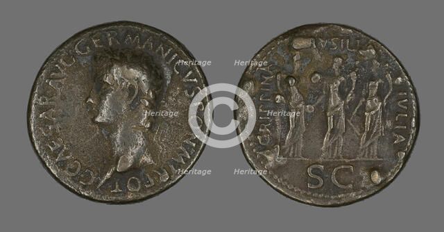 Sestertius (Coin) Portraying Emperor Gaius (Caligula), 37-38. Creator: Unknown.