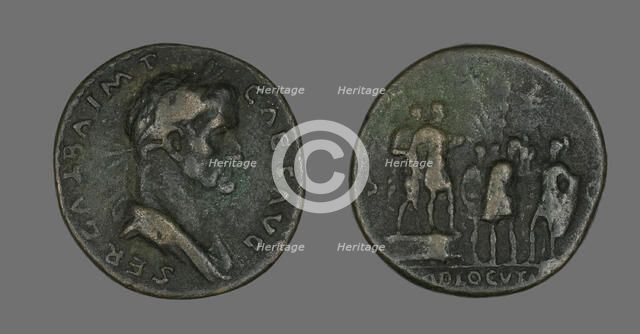 Sestertius (Coin) Portraying Emperor Galba, 68. Creator: Unknown.