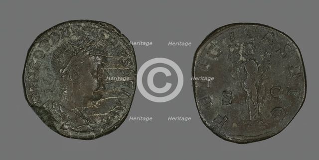 Sestertius (Coin) Portraying Emperor Gordianus, 238-244. Creator: Unknown.