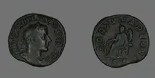 Sestertius (Coin) Portraying Emperor Gordianus, 238-244. Creator: Unknown