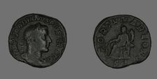 Sestertius (Coin) Portraying Emperor Gordianus, 238-244. Creator: Unknown