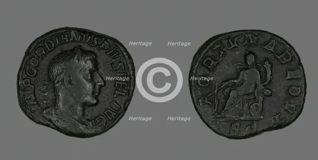 Sestertius (Coin) Portraying Emperor Gordianus, 238-244. Creator: Unknown.