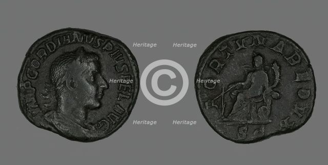 Sestertius (Coin) Portraying Emperor Gordianus, 238-244. Creator: Unknown.