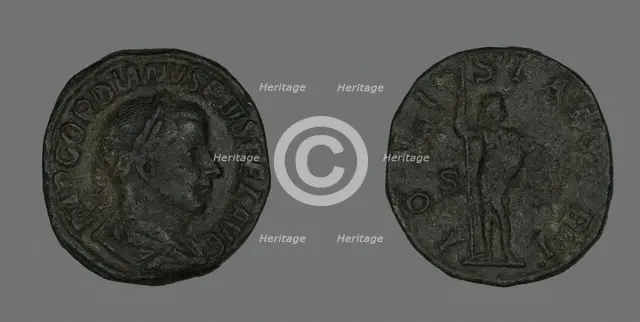 Sestertius (Coin) Portraying Emperor Gordianus, 238-244. Creator: Unknown.
