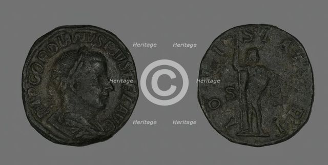 Sestertius (Coin) Portraying Emperor Gordianus, 238-244. Creator: Unknown.