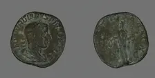 Sestertius (Coin) Portraying Emperor Gordianus, 238-244. Creator: Unknown