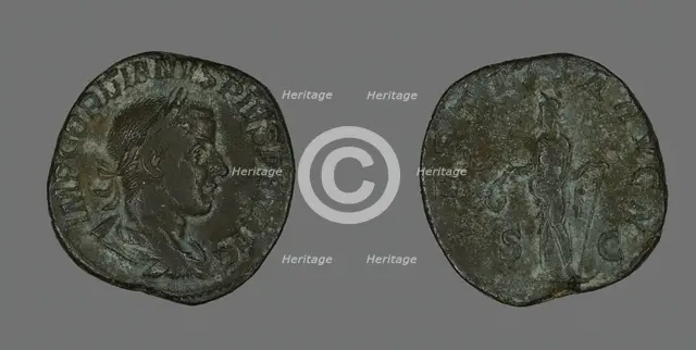 Sestertius (Coin) Portraying Emperor Gordianus, 238-244. Creator: Unknown.