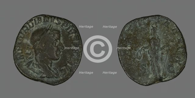 Sestertius (Coin) Portraying Emperor Gordianus, 238-244. Creator: Unknown.