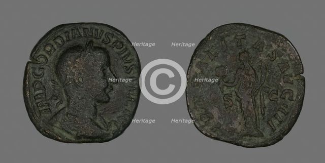 Sestertius (Coin) Portraying Emperor Gordianus, 238-244. Creator: Unknown.