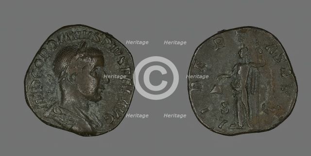Sestertius (Coin) Portraying Emperor Gordianus, 238-244. Creator: Unknown.