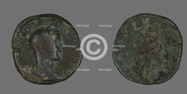 Sestertius (Coin) Portraying Emperor Gordianus, 238-244. Creator: Unknown.