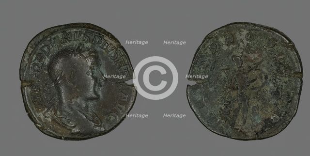 Sestertius (Coin) Portraying Emperor Gordianus, 238-244. Creator: Unknown.