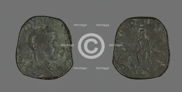 Sestertius (Coin) Portraying Emperor Gordianus, 238-244. Creator: Unknown.