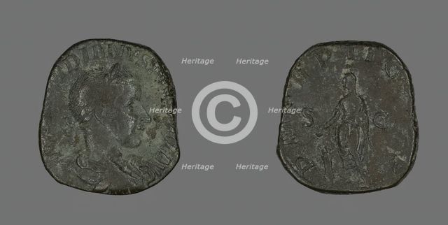 Sestertius (Coin) Portraying Emperor Gordianus, 238-244. Creator: Unknown.