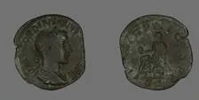 Sestertius (Coin) Portraying Emperor Gordianus, 238-244. Creator: Unknown