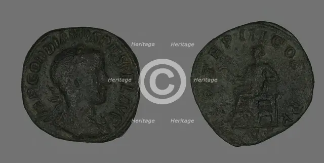 Sestertius (Coin) Portraying Emperor Gordianus, 238-244. Creator: Unknown.