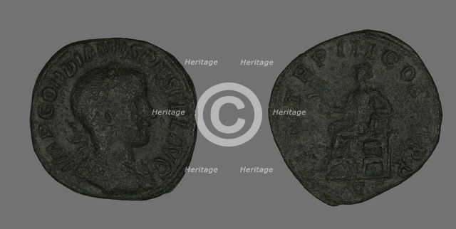 Sestertius (Coin) Portraying Emperor Gordianus, 238-244. Creator: Unknown.