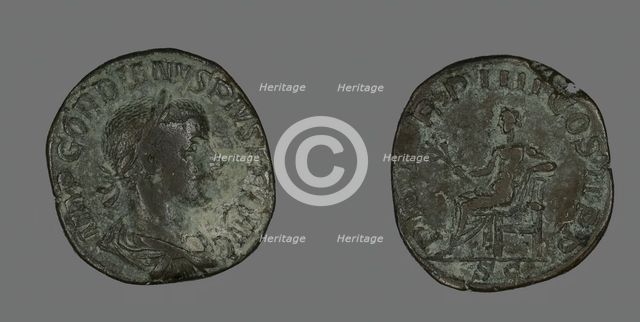 Sestertius (Coin) Portraying Emperor Gordianus, 238-244. Creator: Unknown.