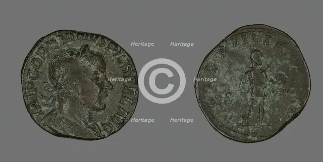 Sestertius (Coin) Portraying Emperor Gordianus, 238-244. Creator: Unknown.