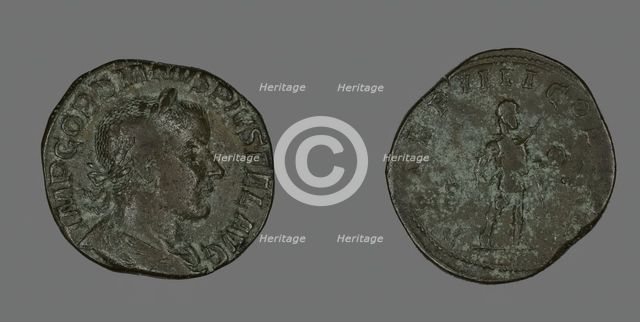 Sestertius (Coin) Portraying Emperor Gordianus, 238-244. Creator: Unknown.