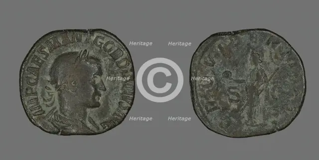 Sestertius (Coin) Portraying Emperor Gordianus, 238-244. Creator: Unknown.