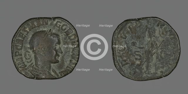 Sestertius (Coin) Portraying Emperor Gordianus, 238-244. Creator: Unknown.