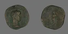 Sestertius (Coin) Portraying Emperor Gordianus, 238-244. Creator: Unknown