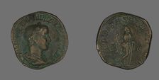 Sestertius (Coin) Portraying Emperor Gordianus, 238-244. Creator: Unknown