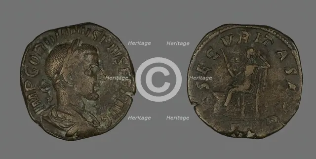Sestertius (Coin) Portraying Emperor Gordianus, 238-244. Creator: Unknown.
