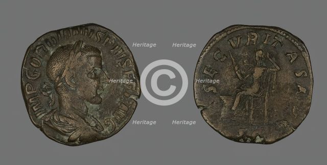 Sestertius (Coin) Portraying Emperor Gordianus, 238-244. Creator: Unknown.