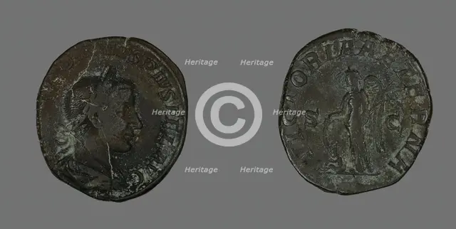 Sestertius (Coin) Portraying Emperor Gordianus, 238-244. Creator: Unknown.