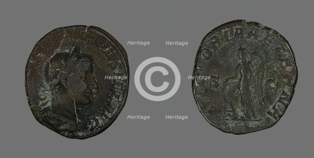 Sestertius (Coin) Portraying Emperor Gordianus, 238-244. Creator: Unknown.