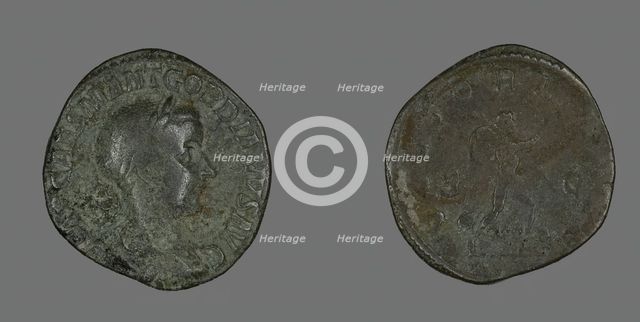 Sestertius (Coin) Portraying Emperor Gordianus, 238-244. Creator: Unknown.
