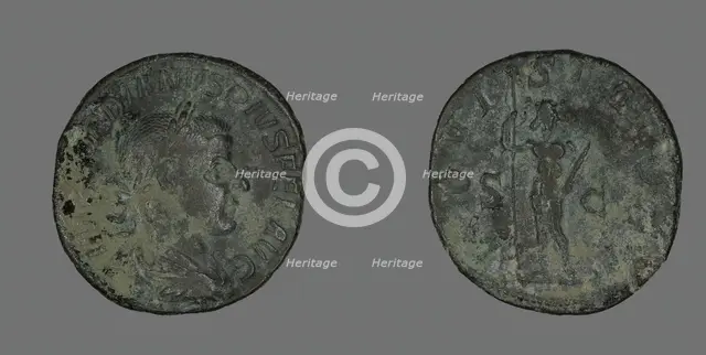 Sestertius (Coin) Portraying Emperor Gordianus, 238. Creator: Unknown.