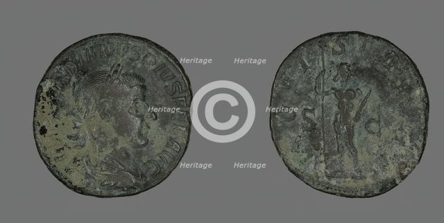 Sestertius (Coin) Portraying Emperor Gordianus, 238. Creator: Unknown.