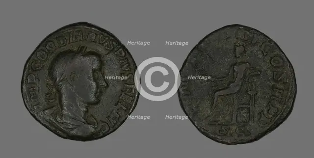 Sestertius (Coin) Portraying Emperor Gordianus, 238. Creator: Unknown.