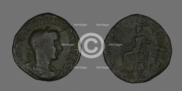 Sestertius (Coin) Portraying Emperor Gordianus, 238. Creator: Unknown.