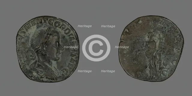 Sestertius (Coin) Portraying Emperor Gordianus, 240. Creator: Unknown.